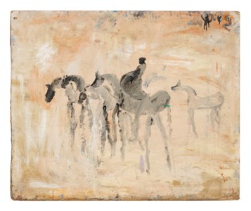 FIVE HORSES WITH PREGNANT WOMAN, DOUBLE-SIDED