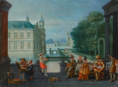 Elegant company in a courtyard