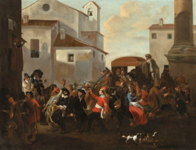 A carnival in a Roman piazza