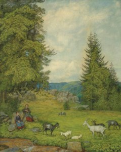 Kinder mit Ziegenherd