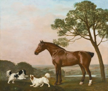 George Stubbs, A bay hunter with two playful spaniels