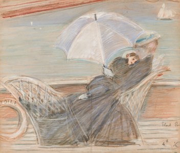 Alice Helleu et son fils Jean sur le yacht Étoile pendant les régates, Cowes