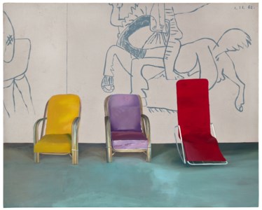 David Hockney, Three Chairs with a Section of a Picasso Mural