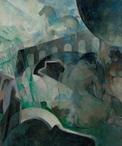 Female Nudes with Horse and Viaduct