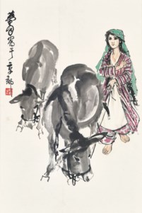 Lady and Donkeys