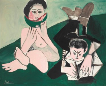 Pablo Picasso, Mangeuse de pastèque et homme écrivant