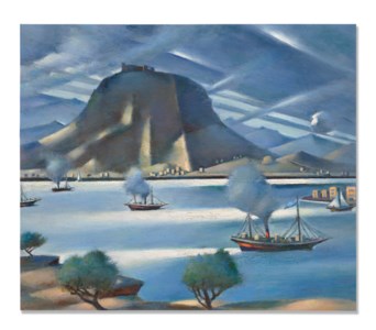 Mahmoud Saïd, Vue de la plage à Cassata en Grèce (View of the beach in Cassata in Greece)