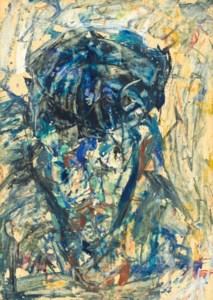 Blue portrait; and three other works