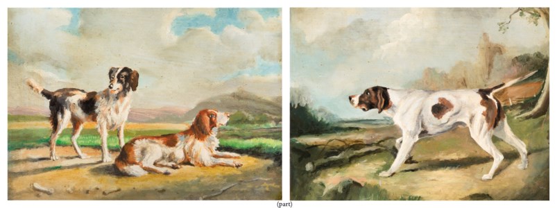 Twenty-three reproduction paintings of dogs