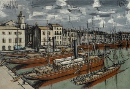 Bernard Buffet, St Tropez, Bateaux dans le port