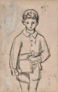 (i) Jean portant son cartable (ii) Portrait de Jean Valtat enfant (iii) Enfant tenant une pomme