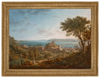 The Strait of Messina, Sicily from the west, with a view of the fortifications and port