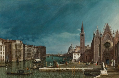Venice: The Grand Canal looking East, with the churches of Santa Maria della Carità, and Santa Maria della Salute beyond