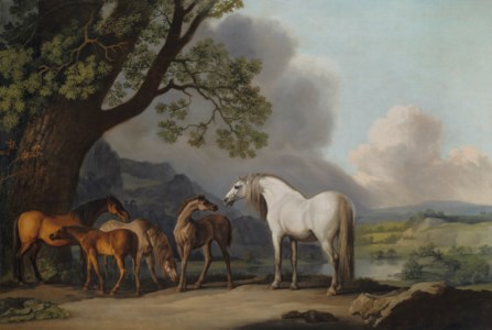 George Stubbs, Mares and Foals in an extensive landscape