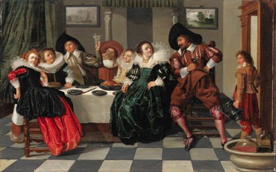 Elegant company at table in an interior
