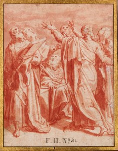 A group of apostles looking up: A study for an Assumption of the Virgin