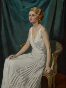 Madeleine Carroll (1906-1987), in a white evening gown, possibly by Fortuny, c. 1931