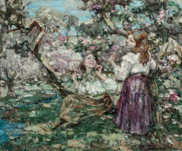 Girls among the blossom