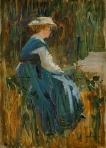 Lady in a blue dress