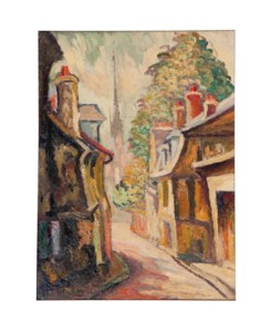 Townscape with cathedral in the background; and a companion painting