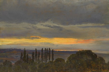 Evening near Dresden, Poplars in the Foreground