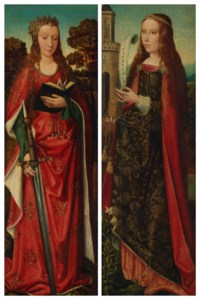 The wings of an altarpiece: Saint Catherine of Alexandria; and Saint Barbara