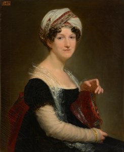 Portrait of Madame Péan de Saint-Gilles, half-length, seated, in a black gown with a draped red Indian shawl