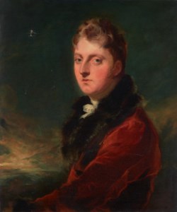 Portrait of a gentleman, traditionally identified as Master Gregory Shaw, half-length, in a red coat, in a landscape
