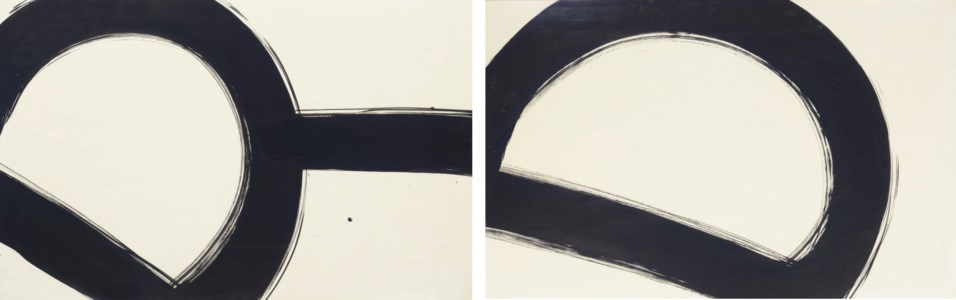 B Series #14 India ink on paper 22 5/8 x 35 in. (57.5 x 88.9 cm.) Painted in 1968. B Series #15 India ink on paper 22 5/8 x 35 in. (57.5 x 88.9 cm.) Painted in 1968. (2)