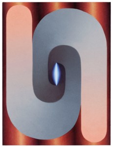 Linked Lingam in blue, gray, pink and copper