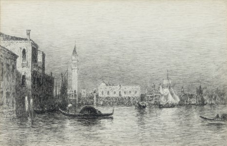 A view of Venice with the Doge's palace and the San Marco in the distance