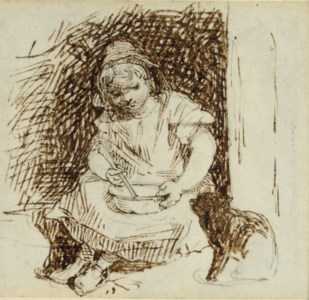 Enfant et le chat: girl with a cat