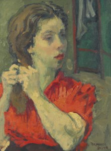 Young Woman Braiding Her Hair