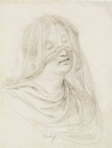 A veiled woman, bust-length