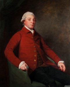 Portrait of a gentleman traditionally identified as 'Mr Scott' or 'Captain John Stables', seated three-quarter length, in red long-jacket, with feigned drape