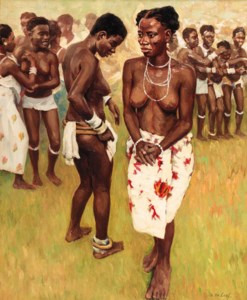 Wagenia women waiting to dance, Stanleyville Femmes Wagenia attendant de danser, Stanleyville
