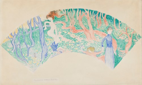 Scène symboliste (projet d'éventail)