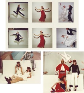 Fashion studies, including three pairs with figures in movement, 1970s