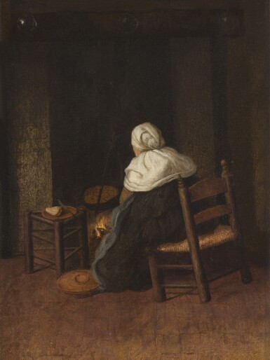 Woman Seated Before a Hearth