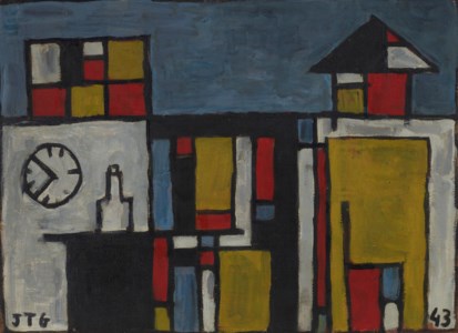 Casa constructiva con reloj