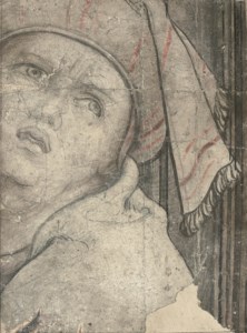 Head of a man in a turban looking upwards; and A bearded man looking upwards