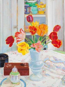 Tulips in a white vase; and a companion painting