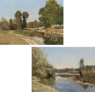 At the weir; and Angling on the river bank