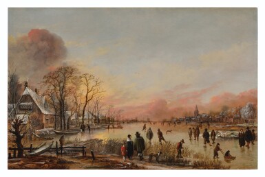 Frozen River at Sunset