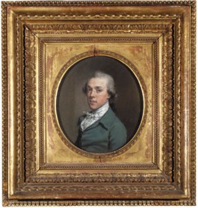 Portrait of James Colyear Dawkins of Standlynch, bust-length, in a blue-green coat, with white stock, oval