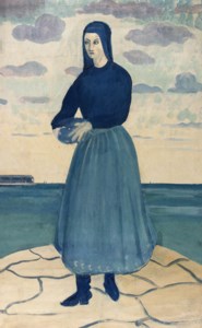 An peasant girl by a jetty