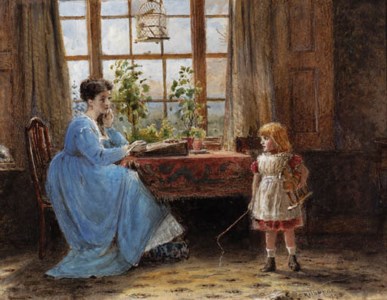 A mother and child in an interior