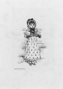 Study of a young girl wearing a bonnet and reading from a book