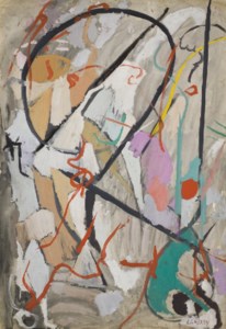 Composition abstraite sur fond gris
