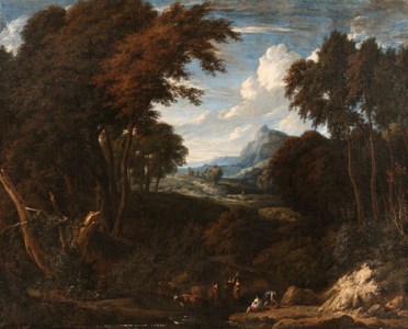 An extensive wooded Landscape with Herdsmen by a Stream